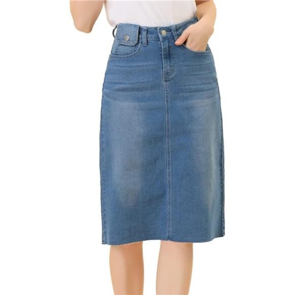 Women's Jean Skirt High Waist Blue2 - Picture 1 of 5
